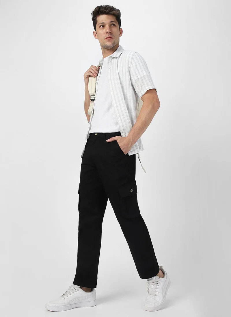 Urbano Fashion  Urbano Fashion Men's Black Regular Fit Solid Cargo Chino Pant with 6 Pockets for Men | Best Price UAE